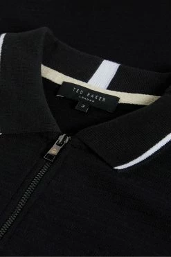 Ted Baker Buer Black Short Sleeve Textured Zip Polo Shirt -tedbaker Shop Online unnamed file 4258