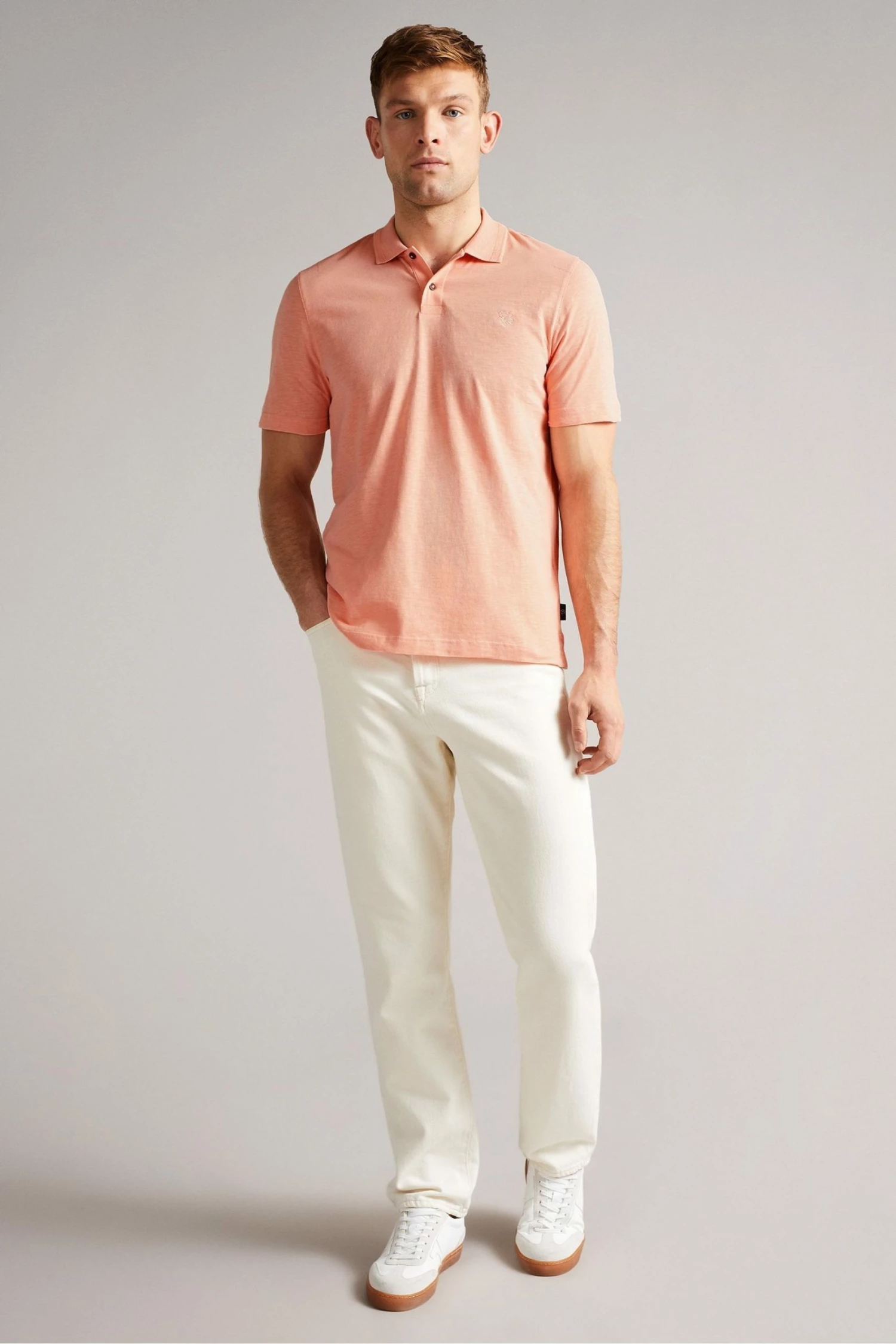Ted Baker Delvin Light Pink Short Sleeve Polo Shirt 5 Ted Baker Delvin Light Pink Short Sleeve Polo Shirt - Image 3