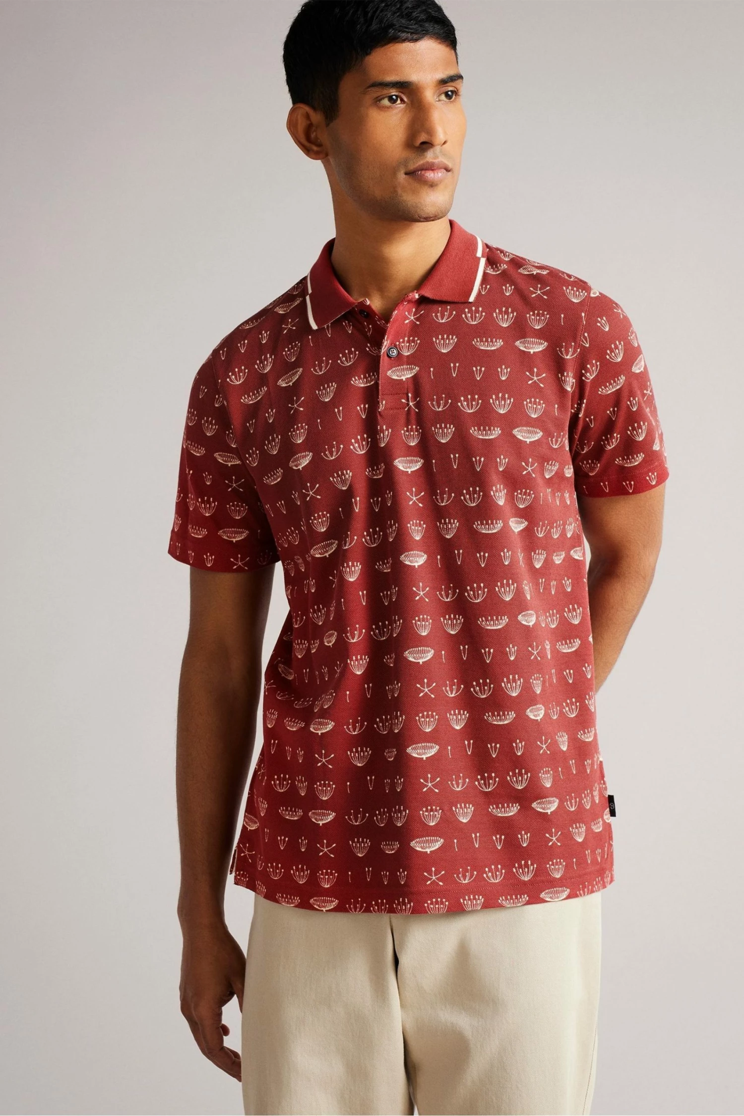 Ted Baker Colves Orange Short Sleeve Printed Polo Shirt 3 Ted Baker Colves Orange Short Sleeve Printed Polo Shirt