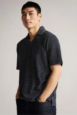 Ted Baker Rendle Blue Striped Towelling Polo Shirt