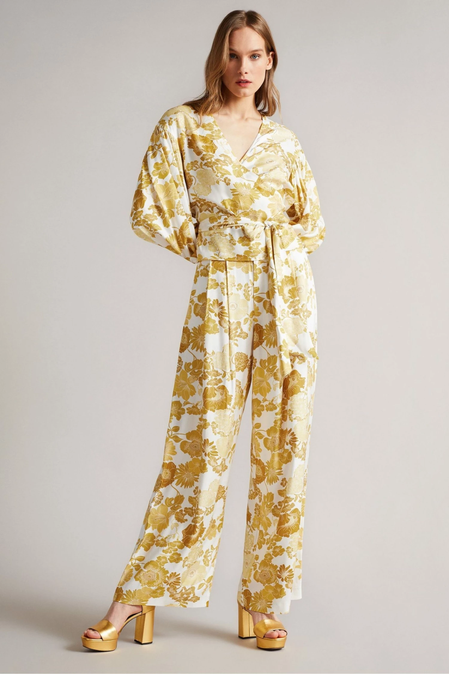 Ted Baker Yellow Adissa Wrap Top With Blouson Full Sleeve 4 Ted Baker Yellow Adissa Wrap Top With Blouson Full Sleeve - Image 3