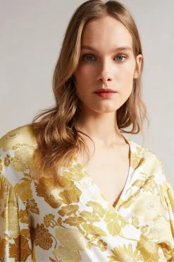 Ted Baker Yellow Adissa Wrap Top With Blouson Full Sleeve 10 Ted Baker Yellow Adissa Wrap Top With Blouson Full Sleeve -tedbaker Shop Online unnamed file 4479