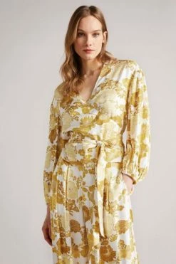 Ted Baker Yellow Adissa Wrap Top With Blouson Full Sleeve 12 Ted Baker Yellow Adissa Wrap Top With Blouson Full Sleeve -tedbaker Shop Online unnamed file 4481