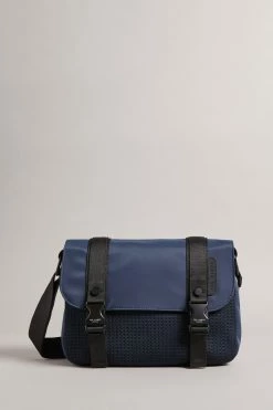 Ted Baker Mens Blue Commbo Knit Nylon Satchel