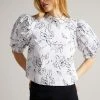 Ted Baker White Luulah Puff Sleeve Tie Back Top -tedbaker Shop Online unnamed file 4605