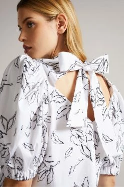 Ted Baker White Luulah Puff Sleeve Tie Back Top -tedbaker Shop Online unnamed file 4606