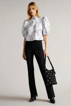 Ted Baker White Luulah Puff Sleeve Tie Back Top -tedbaker Shop Online unnamed file 4608