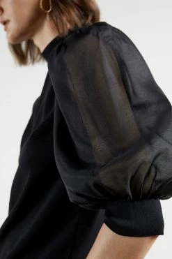Ted Baker Black Micaeli Organza Volume Sleeve Top -tedbaker Shop Online unnamed file 4620