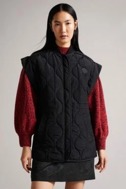 Ted Baker Black Ariez Long Length Onion Quilted Sleeveless Coat -tedbaker Shop Online unnamed file 4710