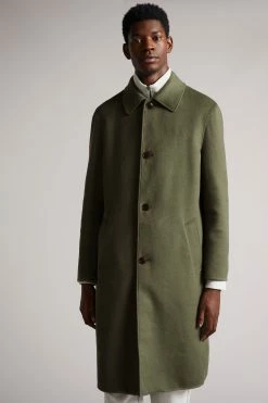 Ted Baker Powpow Green Double Splitable Wool Car Coat