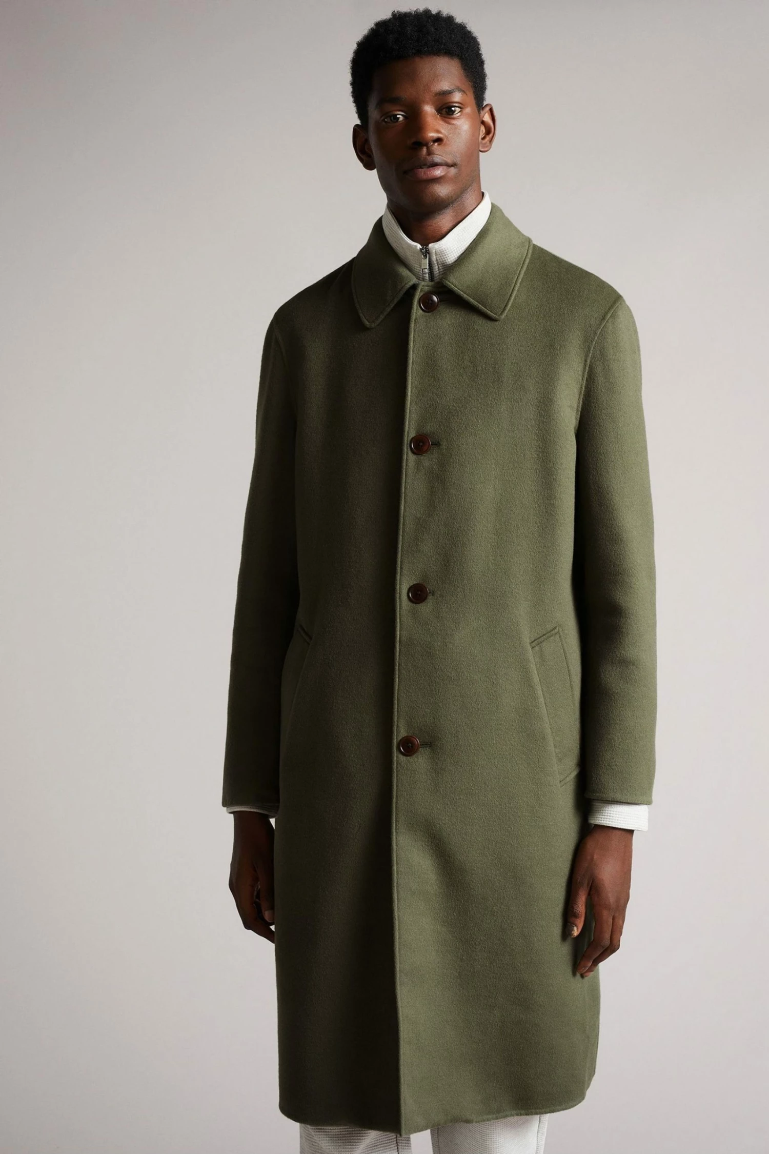 Ted Baker Powpow Green Double Splitable Wool Car Coat 3 Ted Baker Powpow Green Double Splitable Wool Car Coat