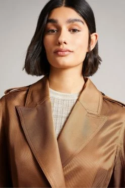 Ted Baker Fabri Brown Flood Length Fluid Drapey Trench Coat -tedbaker Shop Online unnamed file 4762