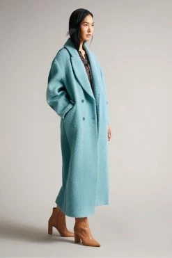 Ted Baker Blue Jjoelle Fabric Blocked Oversized Crombie Coat -tedbaker Shop Online unnamed file 4801