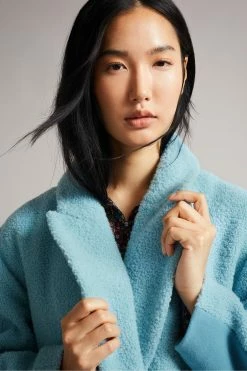 Ted Baker Blue Jjoelle Fabric Blocked Oversized Crombie Coat -tedbaker Shop Online unnamed file 4802