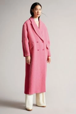 Ted Baker Oversized Deep-Pink Jjoelle Fabric Blocked Crombie Coat -tedbaker Shop Online unnamed file 4820
