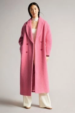Ted Baker Oversized Deep-Pink Jjoelle Fabric Blocked Crombie Coat -tedbaker Shop Online unnamed file 4821