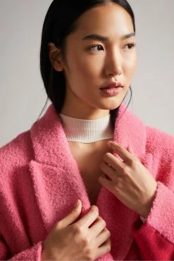 Ted Baker Oversized Deep-Pink Jjoelle Fabric Blocked Crombie Coat -tedbaker Shop Online unnamed file 4824