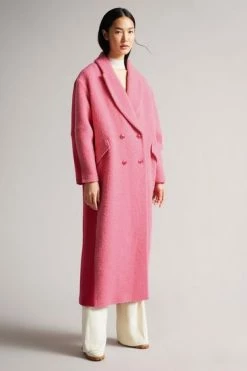 Ted Baker Oversized Deep-Pink Jjoelle Fabric Blocked Crombie Coat -tedbaker Shop Online unnamed file 4827