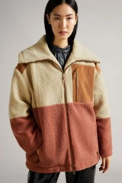 Ted Baker Cream/Pink Colourblock Borj Coat -tedbaker Shop Online unnamed file 4885