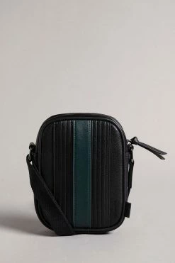 Ted Baker Black Evver Striped Pu Flight Bag