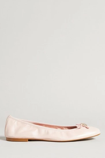 Ted Baker Baylay Dusky-Pink Leather Bow Ballet Pump Shoes 7 Ted Baker Baylay Dusky-Pink Leather Bow Ballet Pump Shoes - Image 5