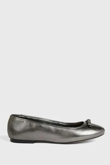 Ted Baker Noraih Grey Metallic Leather Bow Ballerina Shoes 8 Ted Baker Noraih Grey Metallic Leather Bow Ballerina Shoes - Image 6