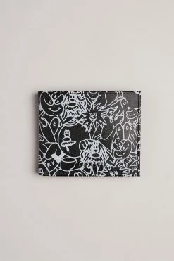 Ted Baker Stans Black Scribble Leather Bifold