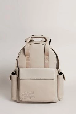Ted Baker Natural Kailen Stone Branded Leather Backpack Bag