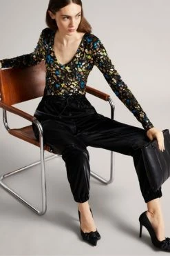 Ted Baker Black Pu Satin Relaxed Joggers -tedbaker Shop Online unnamed file 5294