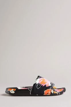 Ted Baker Black Bolt On Printed Sliders