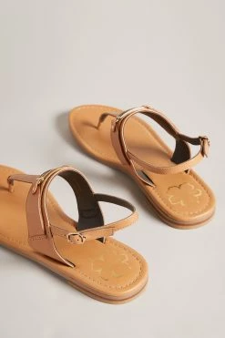 Ted Baker Tan Brown Jazmiah Leather Toe Post Flat Sandals -tedbaker Shop Online unnamed file 5381