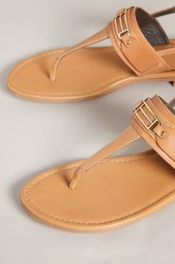 Ted Baker Tan Brown Jazmiah Leather Toe Post Flat Sandals -tedbaker Shop Online unnamed file 5382