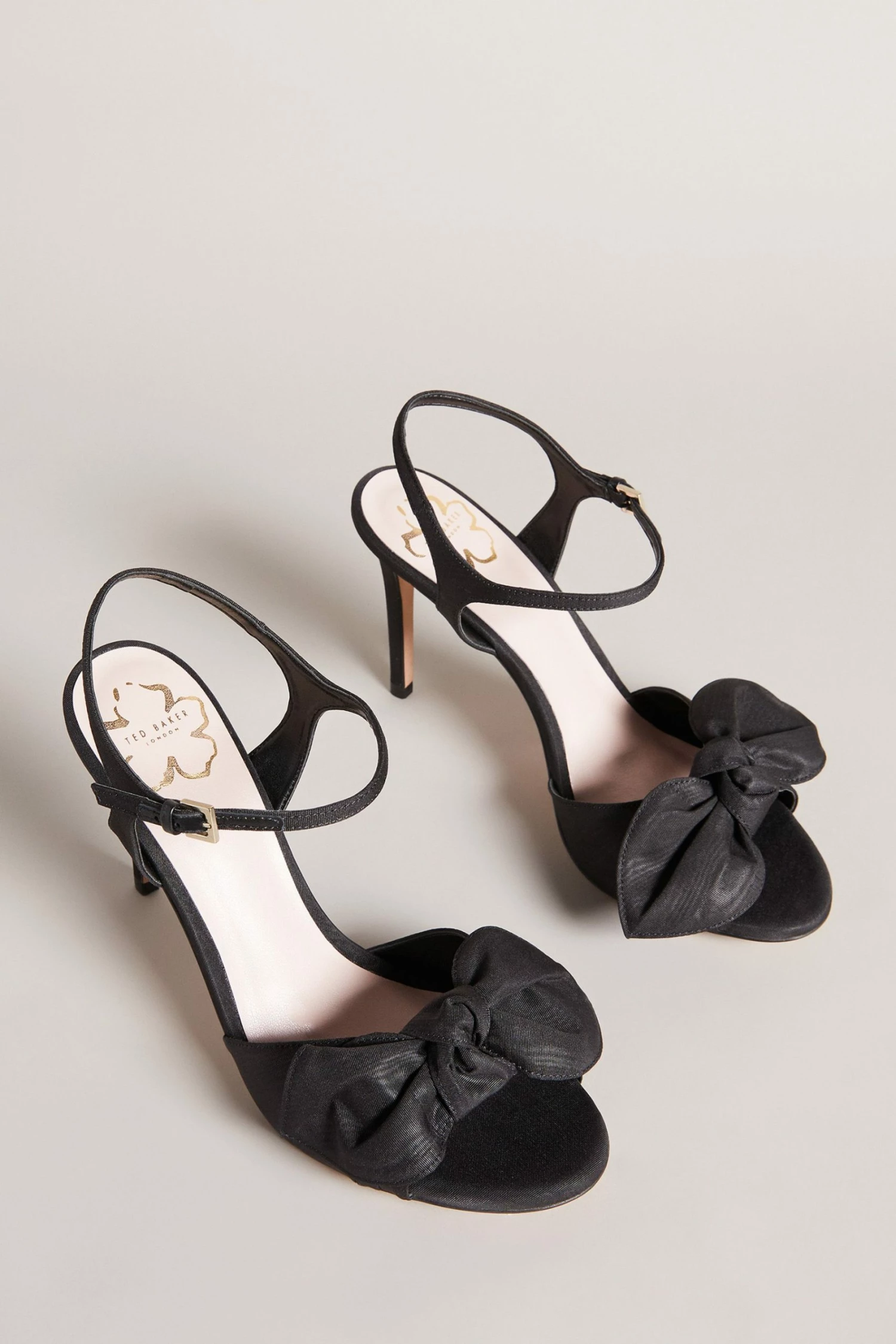 Ted Baker Heevia Black Moire Satin Bow 90Mm Heeled Sandals 4 Ted Baker Heevia Black Moire Satin Bow 90Mm Heeled Sandals - Image 2