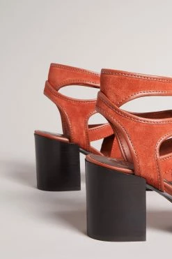 Ted Baker Lyllo Dk-Tan Brown Block Heel Ghillie Sandals -tedbaker Shop Online unnamed file 5400