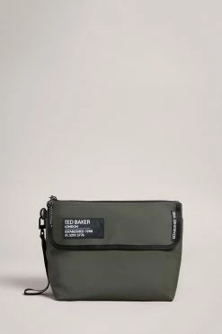 Ted Baker Olive Green Feww Rubberised Washbag