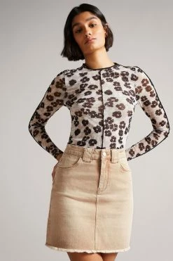 Ted Baker Camel Ravima Clay Denim Mini Skirt