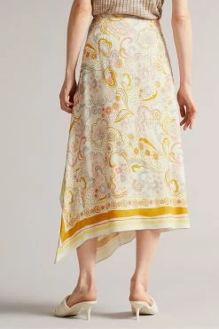 Ted Baker Yellow Rafaele Column Skirt With Curved Asymmetric Panel -tedbaker Shop Online unnamed file 5766