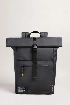 Best Seller 23 Ted Baker Clime Black Rubberised Rolltop Backpack