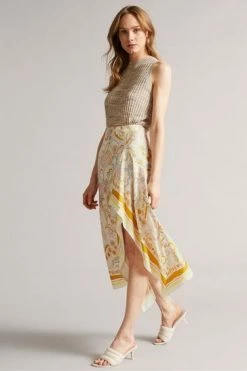 Ted Baker Yellow Rafaele Column Skirt With Curved Asymmetric Panel -tedbaker Shop Online unnamed file 5770