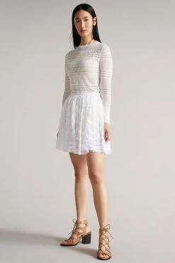 Ted Baker Halvy White Full Mini Skirt -tedbaker Shop Online unnamed file 5776