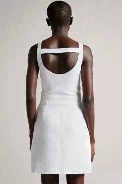 Ted Baker White Dress With Knit Bodice And Tulip Skirt -tedbaker Shop Online unnamed file 5778