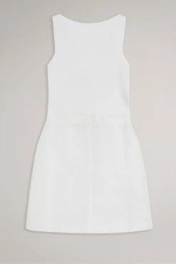 Ted Baker White Dress With Knit Bodice And Tulip Skirt -tedbaker Shop Online unnamed file 5781