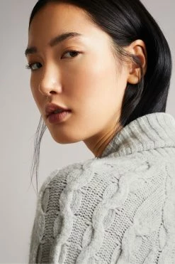 Ted Baker Sallly Mid-Grey Extreme Sleeve Cable Knit Cardigan 10 Ted Baker Sallly Mid-Grey Extreme Sleeve Cable Knit Cardigan -tedbaker Shop Online unnamed file 5912