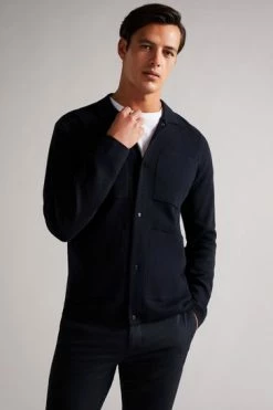 Ted Baker Mens Blue Abbeyrd Miliano Stitch Cardigan -tedbaker Shop Online unnamed file 5944