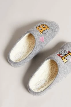 Ted Baker Grey Tebee Branded Mule Slippers -tedbaker Shop Online unnamed file 6071
