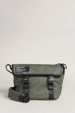 Ted Baker Mens Green Running Rubberised Crossbody Bag