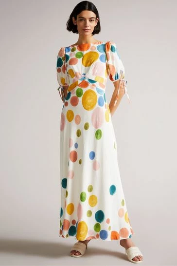 Ted Baker White Hunniy Tie Detail Midi Dress 8 Ted Baker White Hunniy Tie Detail Midi Dress - Image 6