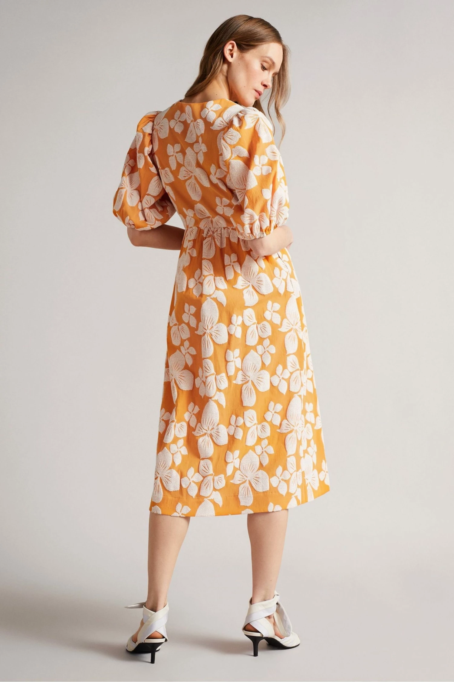 Ted Baker Cinthy Orange Button Front Jacquard Dress 4 Ted Baker Cinthy Orange Button Front Jacquard Dress - Image 2