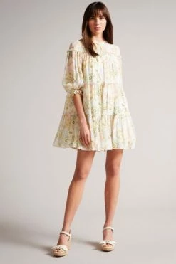 Ted Baker Bellona White Tiered Trapeze Mini Dress -tedbaker Shop Online unnamed file 788