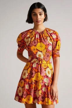 Ted Baker Red Patti Self Belt Detail Mini Dress